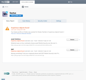 ESET scanner found a suspicious object: ESET!
